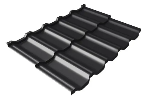 Металлочерепица модульная Квинта Uno Grand Line c 3D резом 0,5 GreenСoat Pural Matt RR 33 черный (RAL 9005 черный) купить в Геленджике