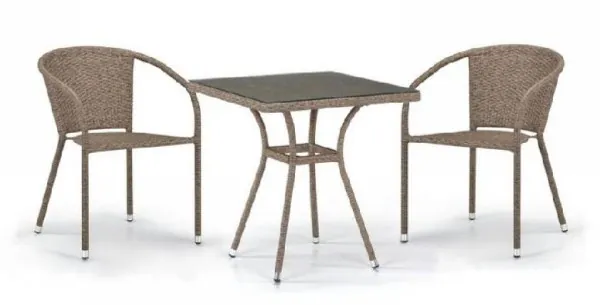 Комплект плетеной мебели AFINA из иск. ротанга T282BNT/Y137C-W56 Light Brown 2Pcs купить в Геленджике
