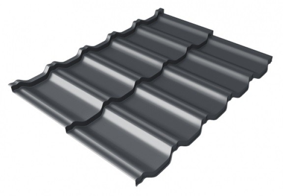 Металлочерепица модульная Квинта Uno Grand Line c 3D резом 0,5 Satin Мatt RAL 7024 мокрый асфальт купить в Геленджике