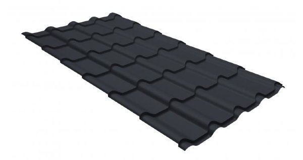 Металлочерепица камея GL 0,5 GreenCoat Pural RR 23 темно-серый (RAL 7024 мокрый асфальт) купить в Геленджике