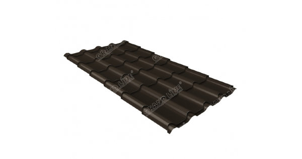 Металлочерепица камея GL 0,5 GreenCoat Pural RR 32 темно-коричневый (RAL 8019 серо-коричневый) купить в Геленджике