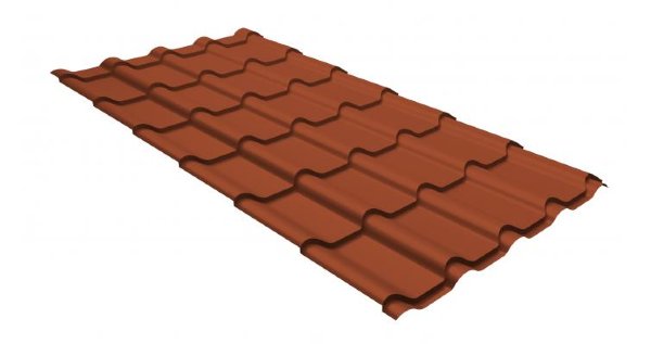 Металлочерепица камея GL 0,5 GreenCoat Pural RR 750 кирпично-красный (RAL 8004 терракота) купить в Геленджике