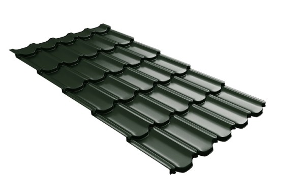Металлочерепица квинта плюс с 3D резом 0,5 GreenСoat Pural Matt RR 11 темно-зеленый (RAL 6020 хромовая зелень) купить в Геленджике