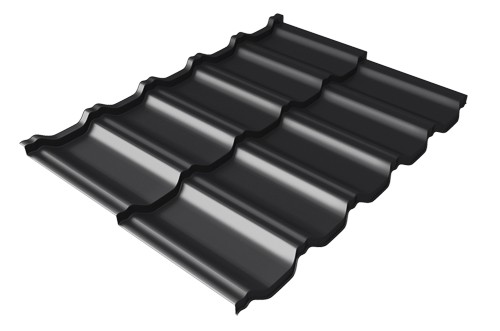 Металлочерепица модульная Квинта Uno Grand Line c 3D резом 0,5 GreenСoat Pural Matt RR 33 черный (RAL 9005 черный) купить в Геленджике