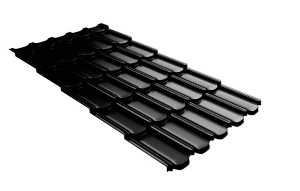Металлочерепица квинта плюс с 3D резом 0,5 GreenСoat Pural Matt RR 33 черный (RAL 9005 черный) купить в Геленджике