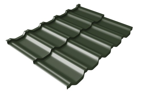 Металлочерепица модульная Квинта Uno Grand Line c 3D резом 0,5 GreenСoat Pural Matt RR 11 темно-зеленый (RAL 6020 хромовая зелень) купить в Геленджике