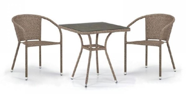 Комплект плетеной мебели AFINA из иск. ротанга T282BNT/Y137C-W56 Light Brown 2Pcs купить в Геленджике