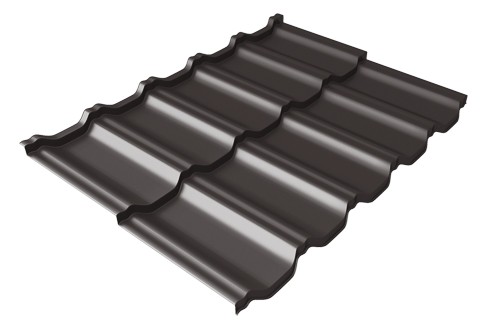 Металлочерепица модульная Квинта Uno Grand Line c 3D резом 0,5 Satin Мatt RR 32 темно-коричневый купить в Геленджике