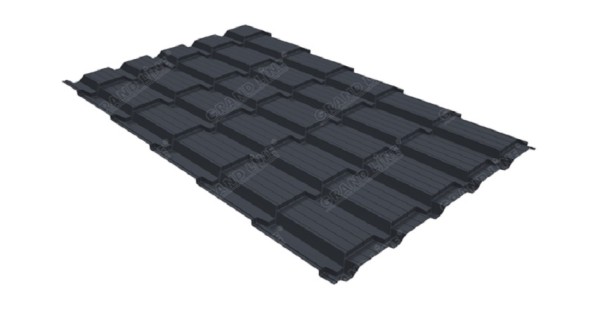 Металлочерепица GL квадро профи 0,5 Satin RAL 7024 мокрый асфальт купить в Геленджике