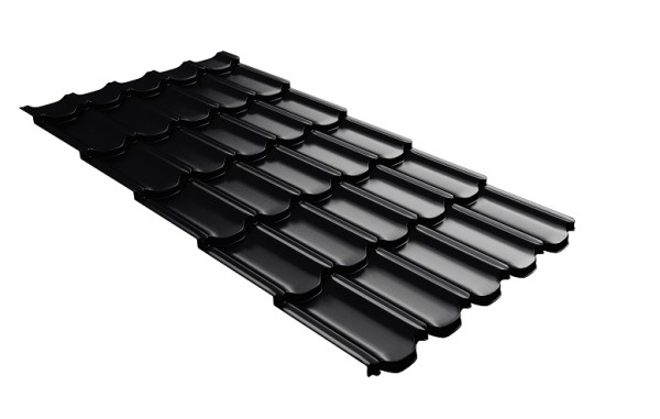 Металлочерепица квинта плюс с 3D резом 0,5 Satin Мatt RAL 9005 черный купить в Геленджике