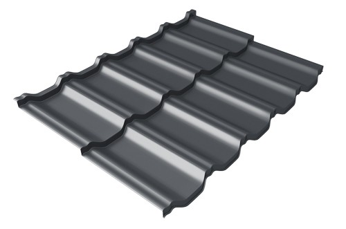 Металлочерепица модульная Квинта Uno Grand Line c 3D резом 0,5 Velur RAL 7024 мокрый асфальт купить в Геленджике