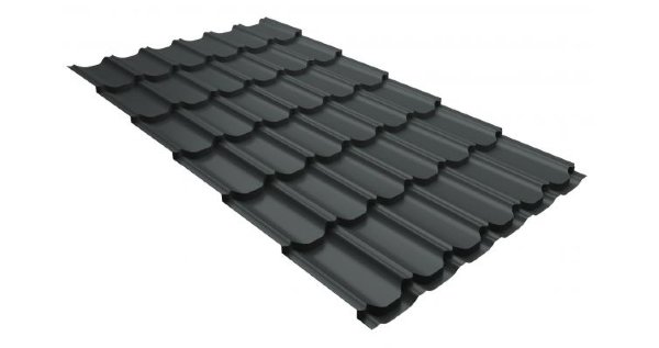 Металлочерепица квинта плюс 0,5 GreenCoat Pural RR 23 темно-серый (RAL 7024 мокрый асфальт) купить в Геленджике